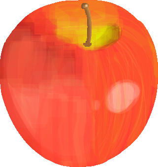 a digital painting of a red apple.